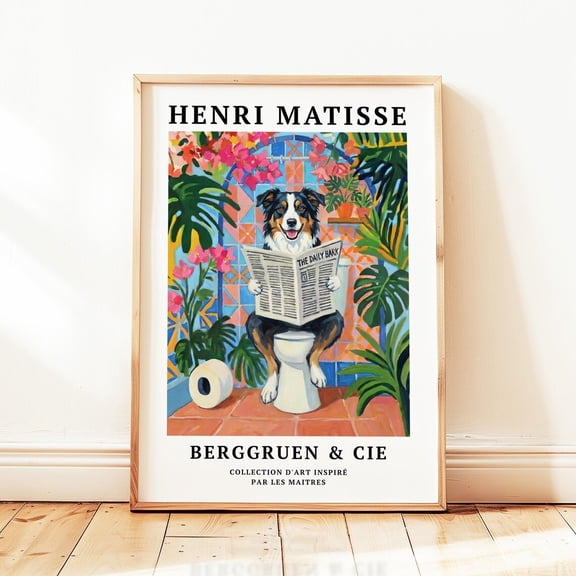 Tricolour Border Collie Bathroom Dog Wall Art Home Decor