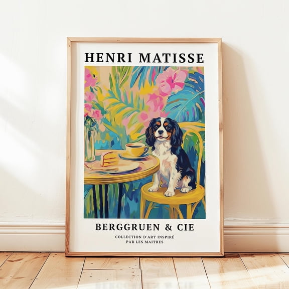 Tricolour Cavalier King Charles Spaniel Coffee Dog Wall Art Home Decor
