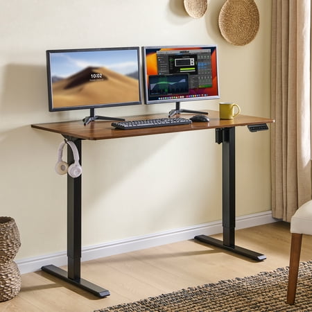 Tricora Electric Standing Desk, 48x 24 Inches Height Adjustable Desk, Sit and Stand Up, Ergonomic Rising Computer Table with Memory Preset, Dark Walnut