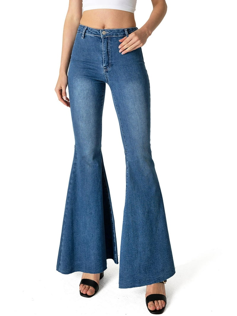 Tricot Womens High Rise Super Flare Bell Bottom Jeans (7, Medium