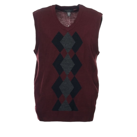 Tricots St Raphael Burgundy Argyle Sweater Vest , Size Medium