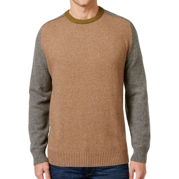 Tricots St Raphael Mens Colorblocked Pullover Sweater, Brown, Large