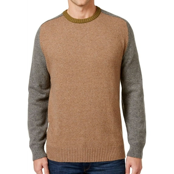 Tricots St Raphael Mens Colorblocked Pullover Sweater, Brown, Large