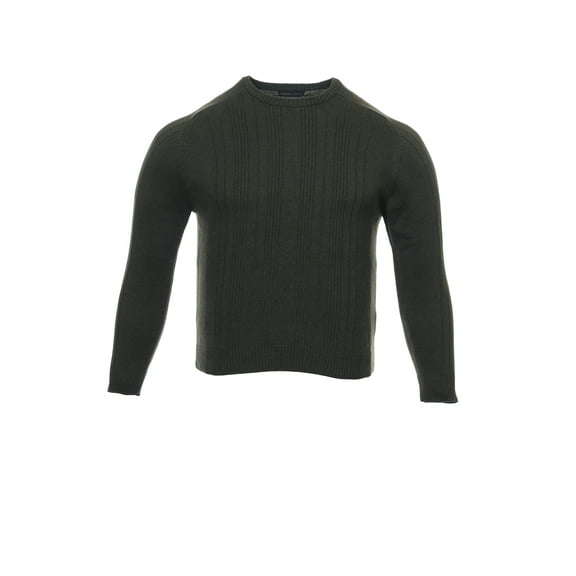 Tricots St Raphael Olive Green Vertical Striped Crew Neck Sweater , Size 2XLarge