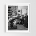 thumbnail image 1 of Tricycle, Binondo B&W - Manila Philippines Photography Street Photography Black and White City Architecture Bridge Vintage Travel Poster White Framed Wall Art Print 8 x 10 inches, 1 of 3