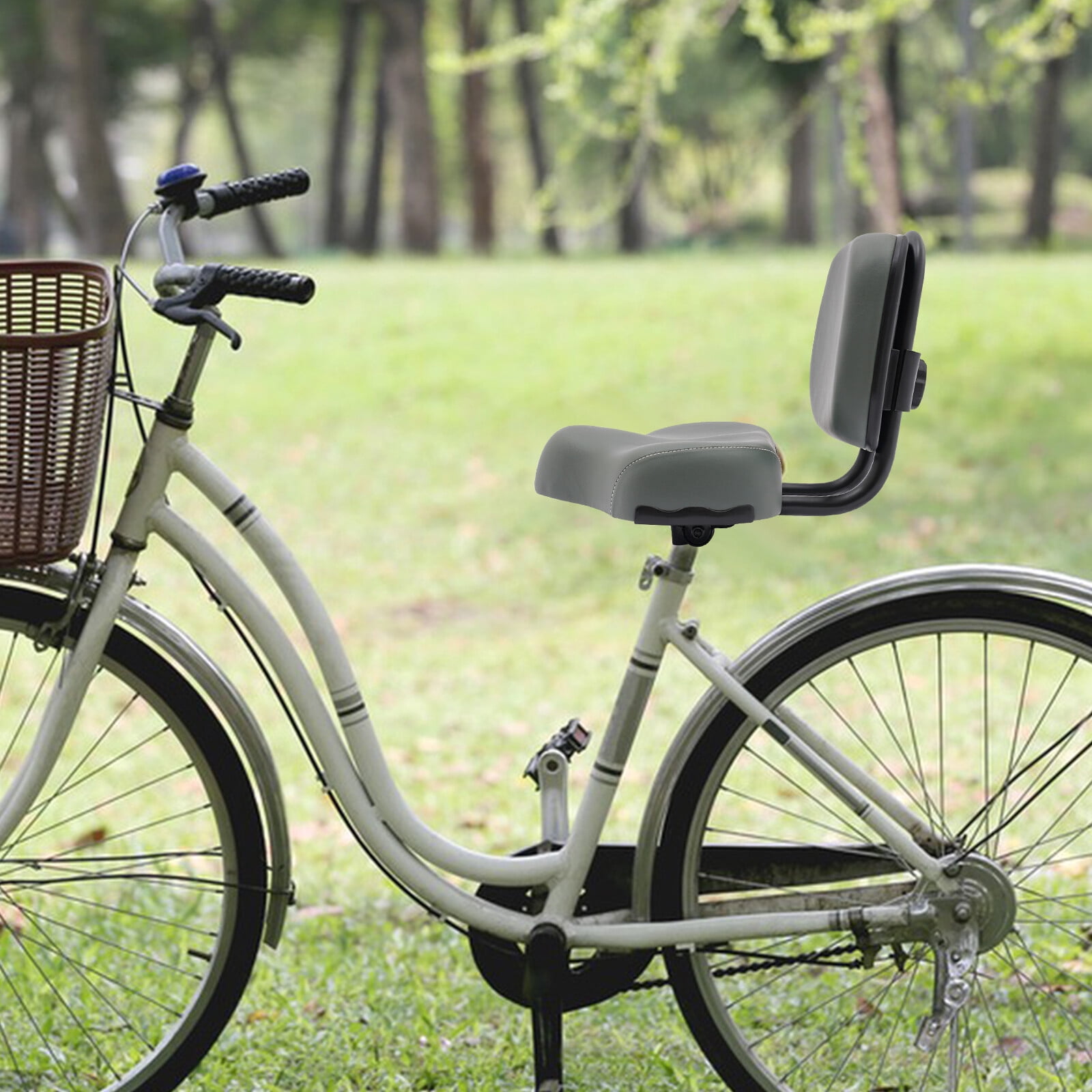 Tricycle Seat with Back Support, Grey, Extra Wide Backrest Saddle Seat for Bicycle