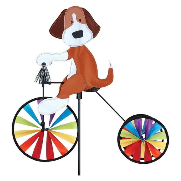 Tricycle Spinner Dog 19"  Cute Canine Design, Weather-Resistant Outdoor Decor, Durable & Lightweight for Patios, Yards, and Gardens - Eye-Catching Wind Spinner with Rotating Wheels