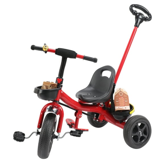 Tricycles for Boys and Girls, Kids Tricycle with Parent Push Handle, Trike with Backrest and Safety Belt