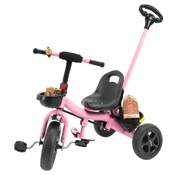 Tricycles for Boys and Girls, Kids Tricycle with Parent Push Handle, Trike with Backrest and Safety Belt