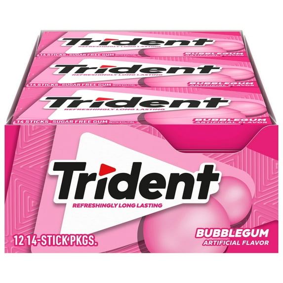 Trident Bubblegum Sugar Free Gum, 12 Pk 14 Pc