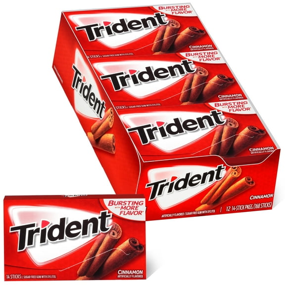 Trident Cinnamon Sugar Free Gum, 12 Packs of 14 Pieces (168 Total Pieces)