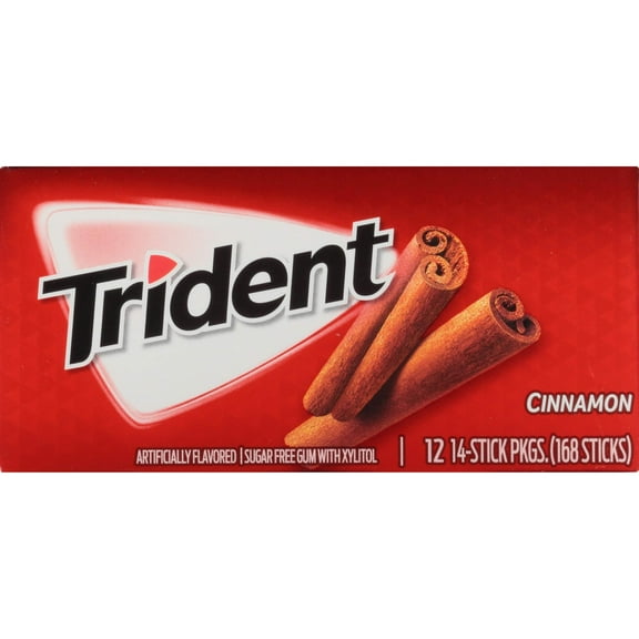 Trident Cinnamon Sugar Free Gum, 12 Packs of 14 Regular Size Pieces (168 Total Pieces)