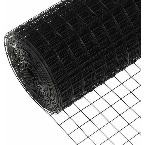 Trident Fence 5' x 100' 16ga. Welded Wire Fence Roll Black PVC Coated - 1"x 1" Mesh