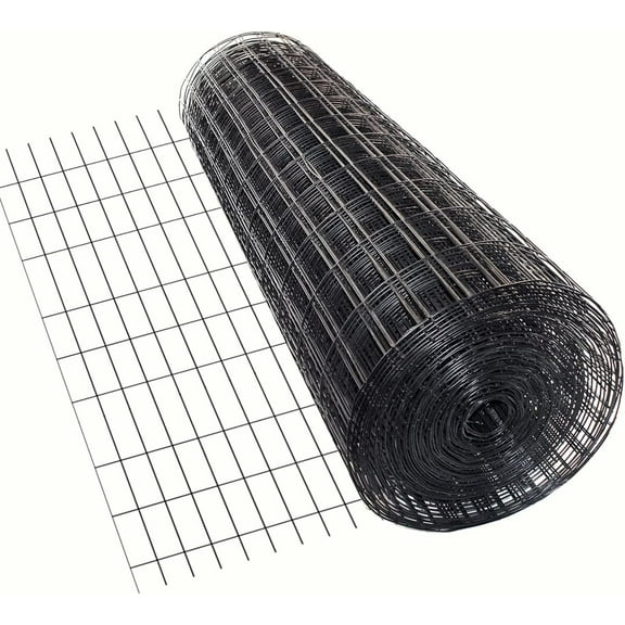 Trident Fence 8' x 100' Welded Wire Fence Roll Black PVC Coated - 2" x 4" Mesh