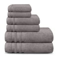 thumbnail image 1 of Trident Finesse Modern 6 Pieces Solid Ultra Soft, Extra Absorbent Cotton Bath Towel Set, Gray, 1 of 7