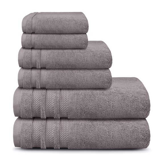 Trident Finesse Modern 6 Pieces Solid Ultra Soft, Extra Absorbent Cotton Bath Towel Set, Gray