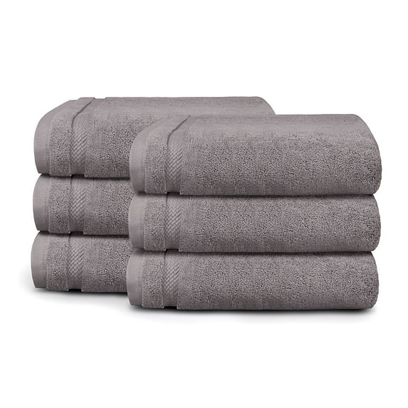 Trident Finesse Modern Solid Ultra Soft, Extra Absorbent Cotton Washcloths, Gray (6 Pieces)