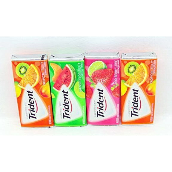 Trident Fruit Variety 4 (14 Stick) Pack - Tropical Twist, Watermelon Twist & Island Berry Lime BUNDLED!