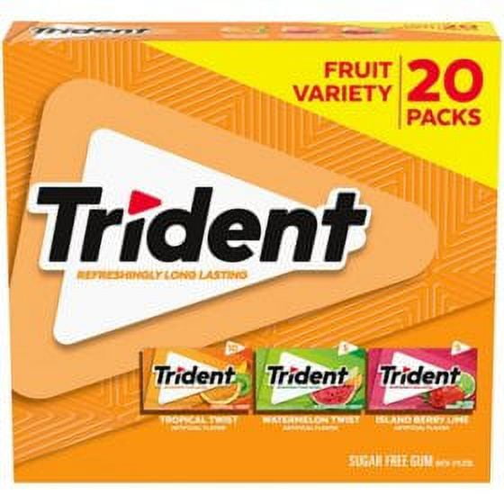 Trident Fruit Variety Pack, Sugar Free Gum, 14 pcs., 20 count.Pack of 2