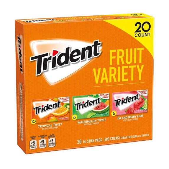 Trident Fruit Variety Pack Sugar Free Gum (14 per pk., 20 pk.)