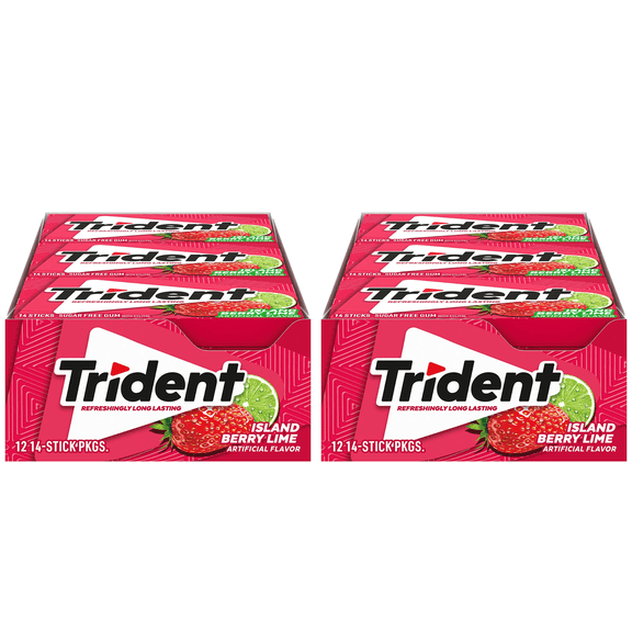 Trident Island Berry Lime Sugar Free Gum, 24 Packs of 28 Pieces (336 Total Pieces) DOUBLE UP DEAL