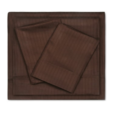 Trident King Sheets, Set 200 TC, 4 Piece Set w/ Pillowcases, Brown Syrup