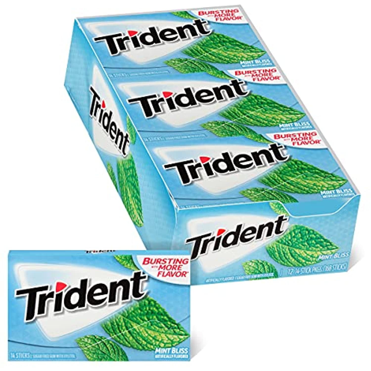 Trident Mint Bliss Sugar Free Gum, 12 Packs Of 14 Pieces (168 Pieces