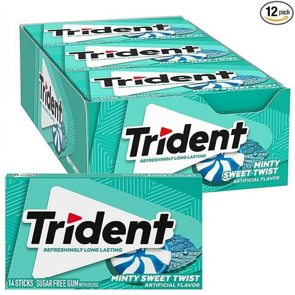 Trident Minty Sweet Twist Sugar-Free Gum, 12 Packs (168 Sticks)