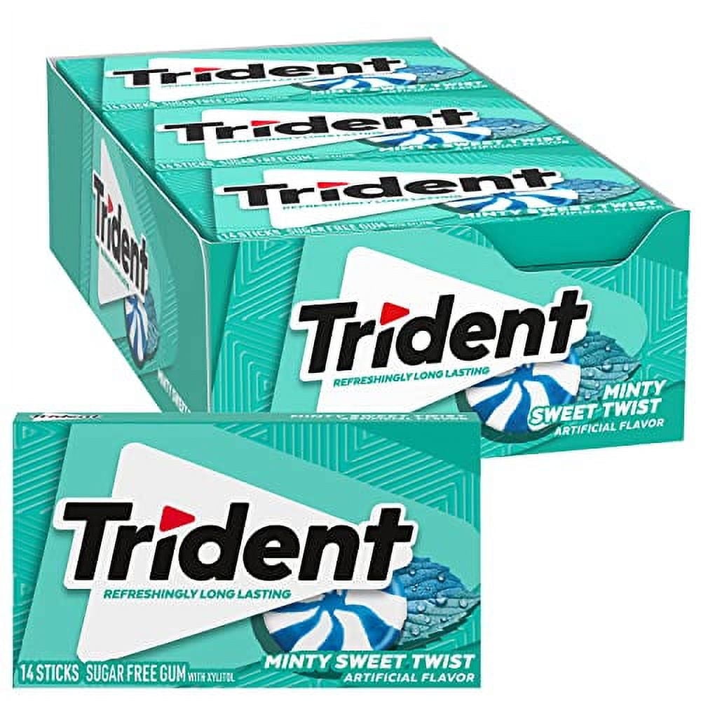 Trident Minty Sweet Twist Sugar Free Gum, 12 Packs of 14 Pieces (168 Total Pieces)