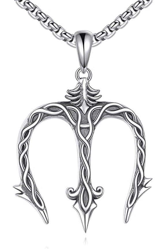 Trident Necklace 925 Sterling Silver Celtic Trident Pendant Necklace Amulet Necklace Birthday Jewelry Gifts for Men