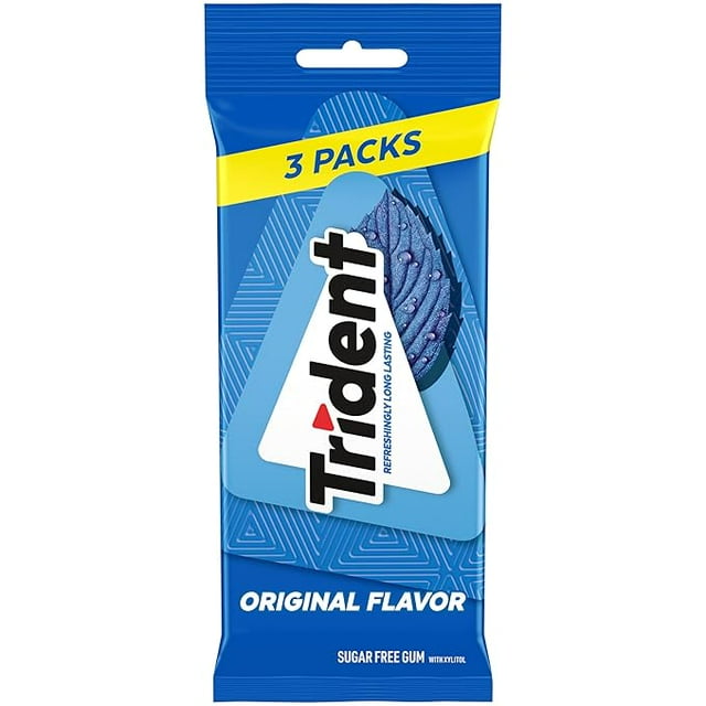 Trident Original Flavor Sugar Free Gum, 3 Packs of 14 Pieces (42 Total