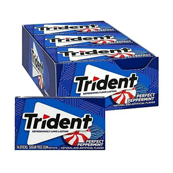 Trident Perfect Peppermint Sugar-Free Gum, 12 Packs (168 Sticks)