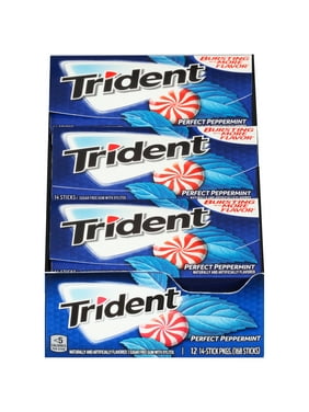 Trident Perfect Peppermint Sugar Free Gum, 12 Packs of 14 Pieces (168 Total Pieces)