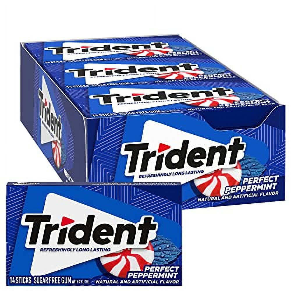 Trident Perfect Peppermint Sugar Free Gum, 12 Packs of 14 Pieces (168