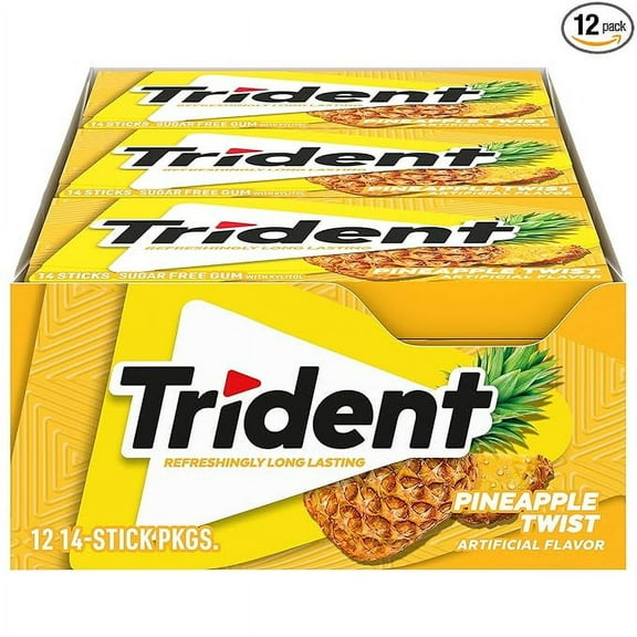 Trident Pineapple Twist Sugar-Free Gum, 12 Packs (168 Sticks)