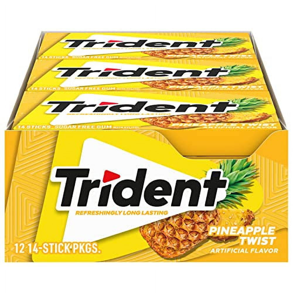 Trident Pineapple Twist Sugar Free Gum, 12 Packs of 14 Pieces (168