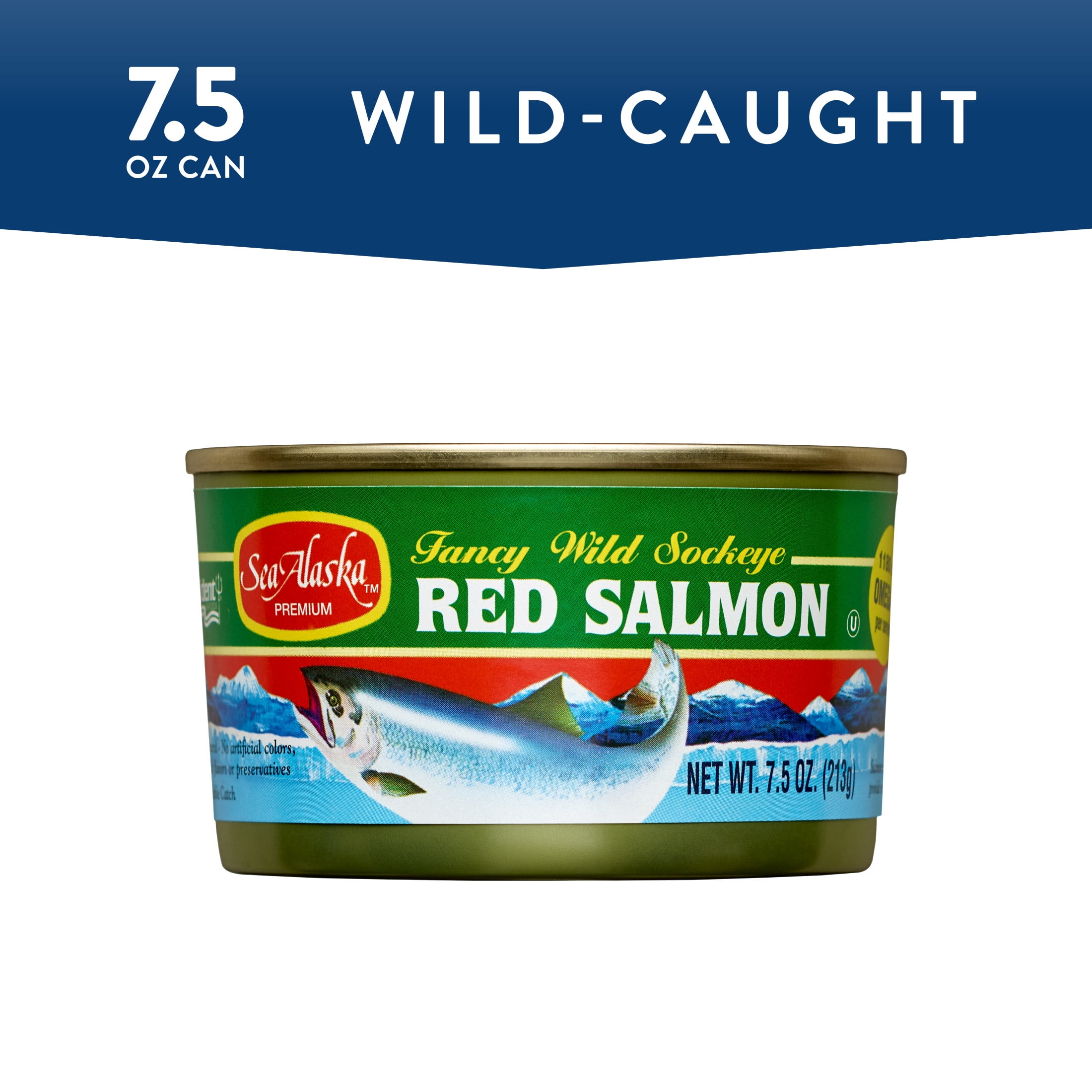 Trident Seafood Sea Canned Alaska Fancy Wild Sockeye Red Salmon, Gluten-Free, 7.5 oz