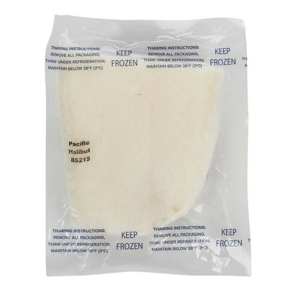 Trident Seafoods 8 Ounce Boneless Skinless Raw Halibut Fillet, 10 Pound - 1 each.