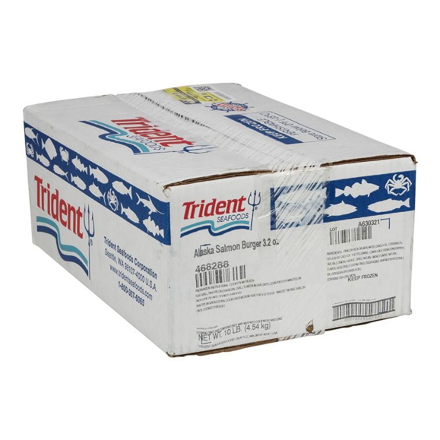 Trident Seafoods Alaska Salmon Burger - 50 of 3.2 Ounce Pieces, 10 Pound - 1 each.