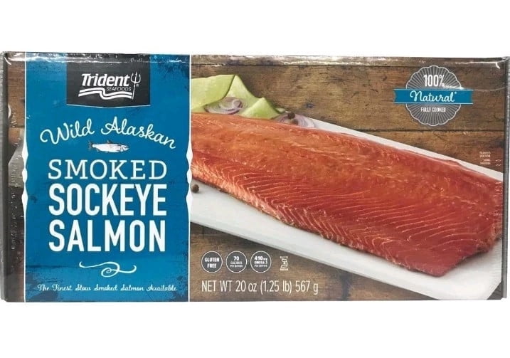 Trident Seafoods Wild Natural Wood Smoked Sockeye Salmon 20oz fillet BB AUG 2030