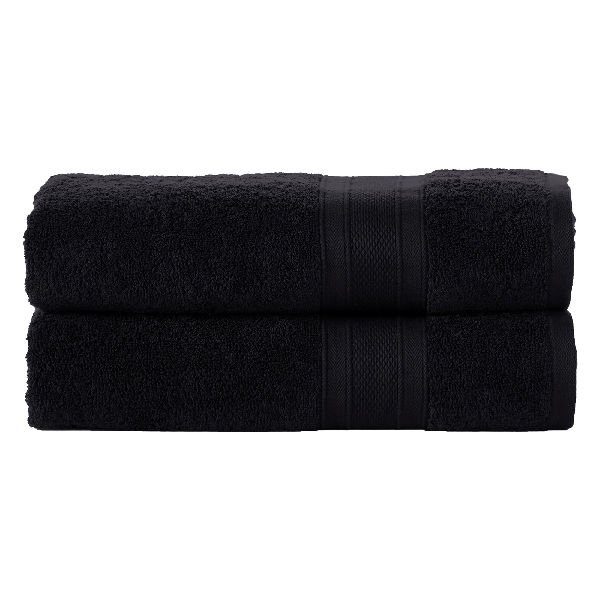 TRIDENT Black Towel Set, 2 Black Bath Towels, 2 Black Hand Towels, 2 Black  wash Cloths, Soft Absorbent Fast Dry Bathroom Towels, 100% Cotton Towel