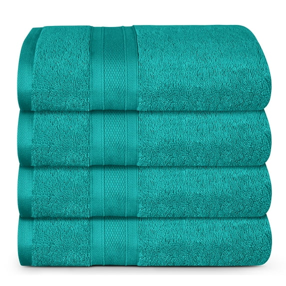 TRIDENT Soft and Plush, 100% Cotton, Highly Absorbent, Super Soft, 4 Piece Bath Towel Set, 500 GSM, Teal
