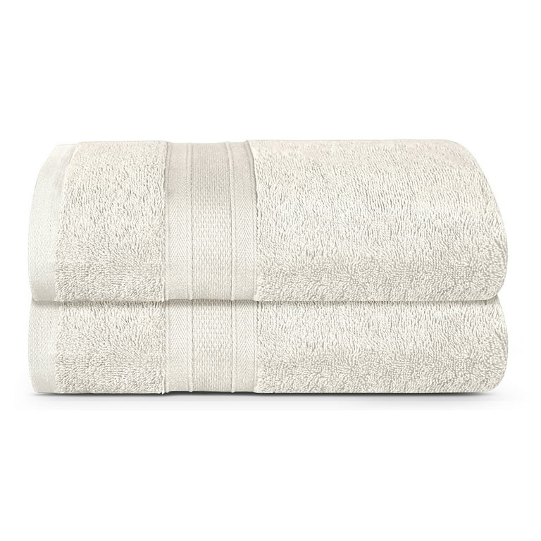 Trident Soft and Plush 2 Piece Solid Print Cotton Bath Towel Set Linen White Walmart