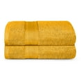 thumbnail image 1 of Trident Soft and Plush 2 Piece Solid Print Cotton Bath Towel Set, Mustard Yellow, 1 of 7