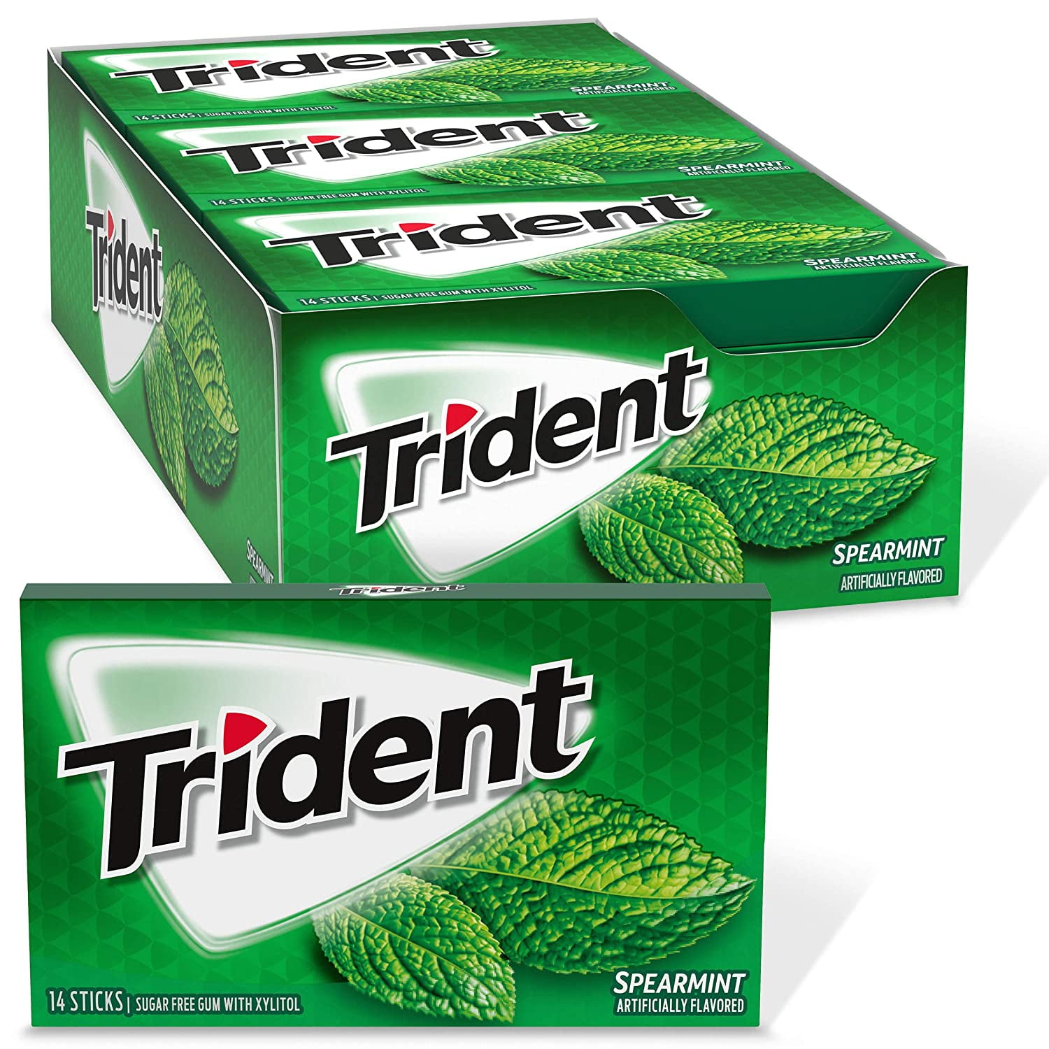 Trident Spearmint Sugar Free Gum, 12 Packs of 14 Pieces (168 Total