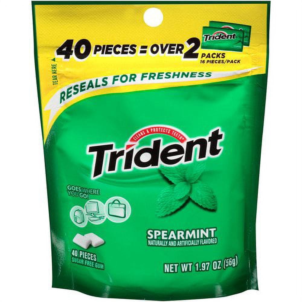 Trident Spearmint Sugar Free Gum, 40 count, 1.97 oz