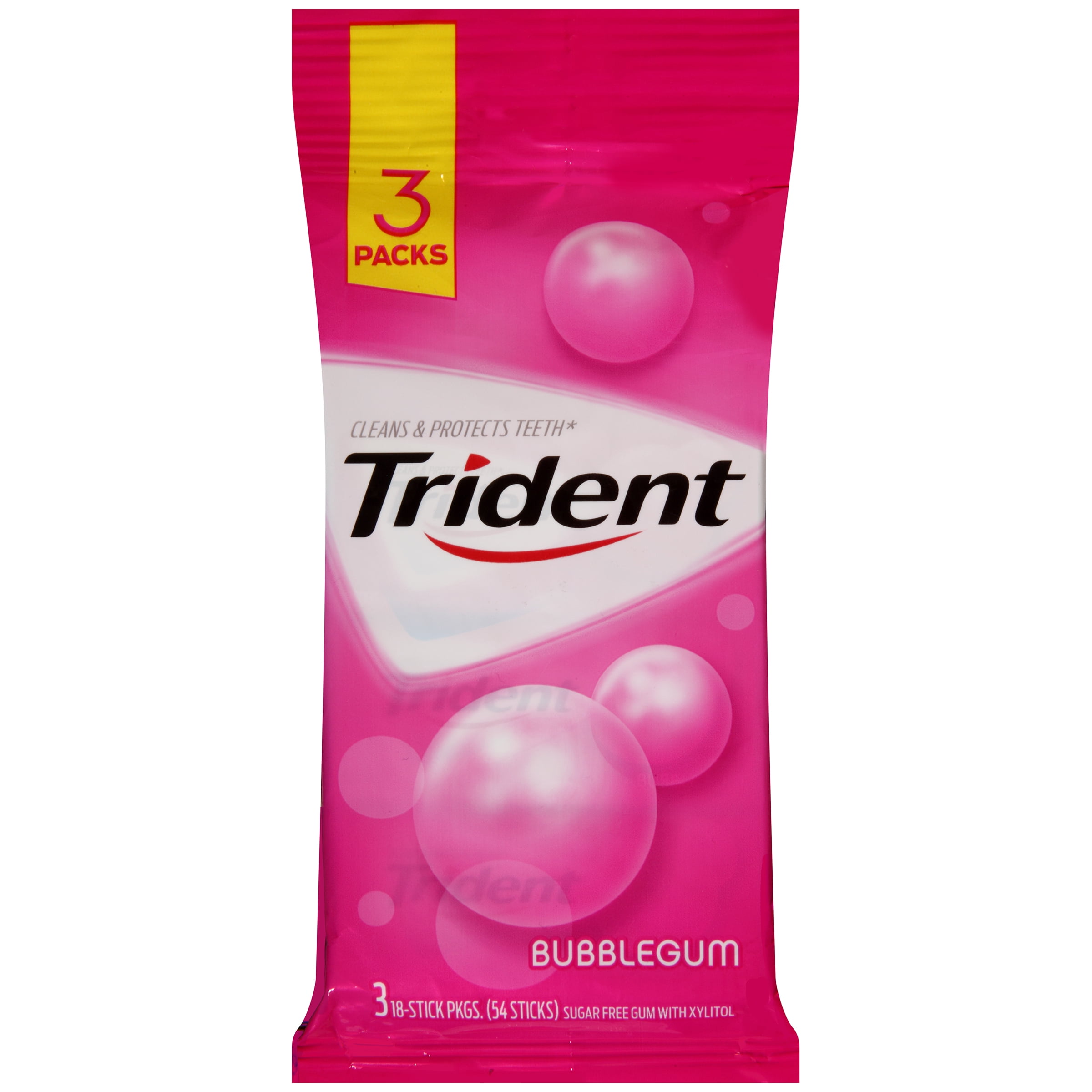 Trident SugarFree Bubblegum Flavor Gum, 18 Pieces, 3 Count