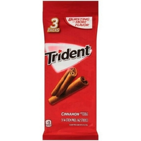 Trident Sugar-Free Cinnamon Flavor Gum, 14 Pieces, 3 Count