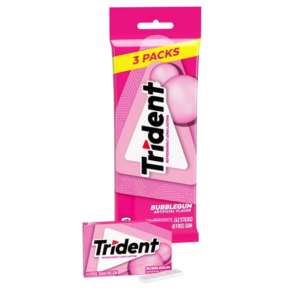 Trident Sugar Free Gum, Bubblegum (Pack of 2)