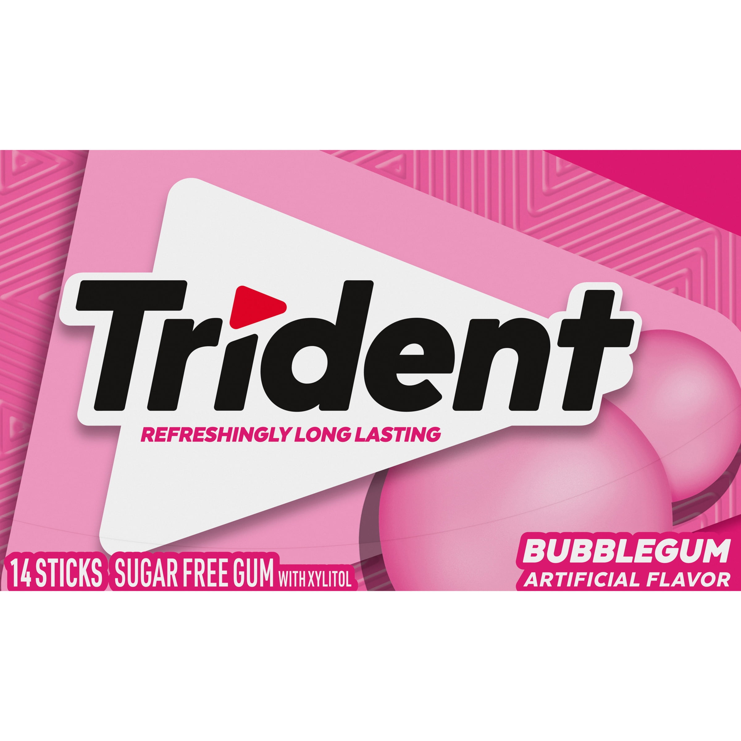 Trident Sugar Free Gum, Bubblegum, Regular Size, 14 Pieces